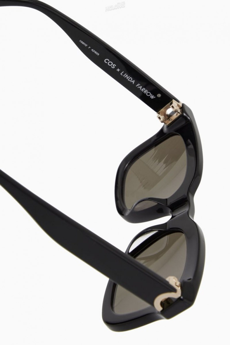 Black COS The Square Acetate Sunglasses Sunglasses | 641098-YSL