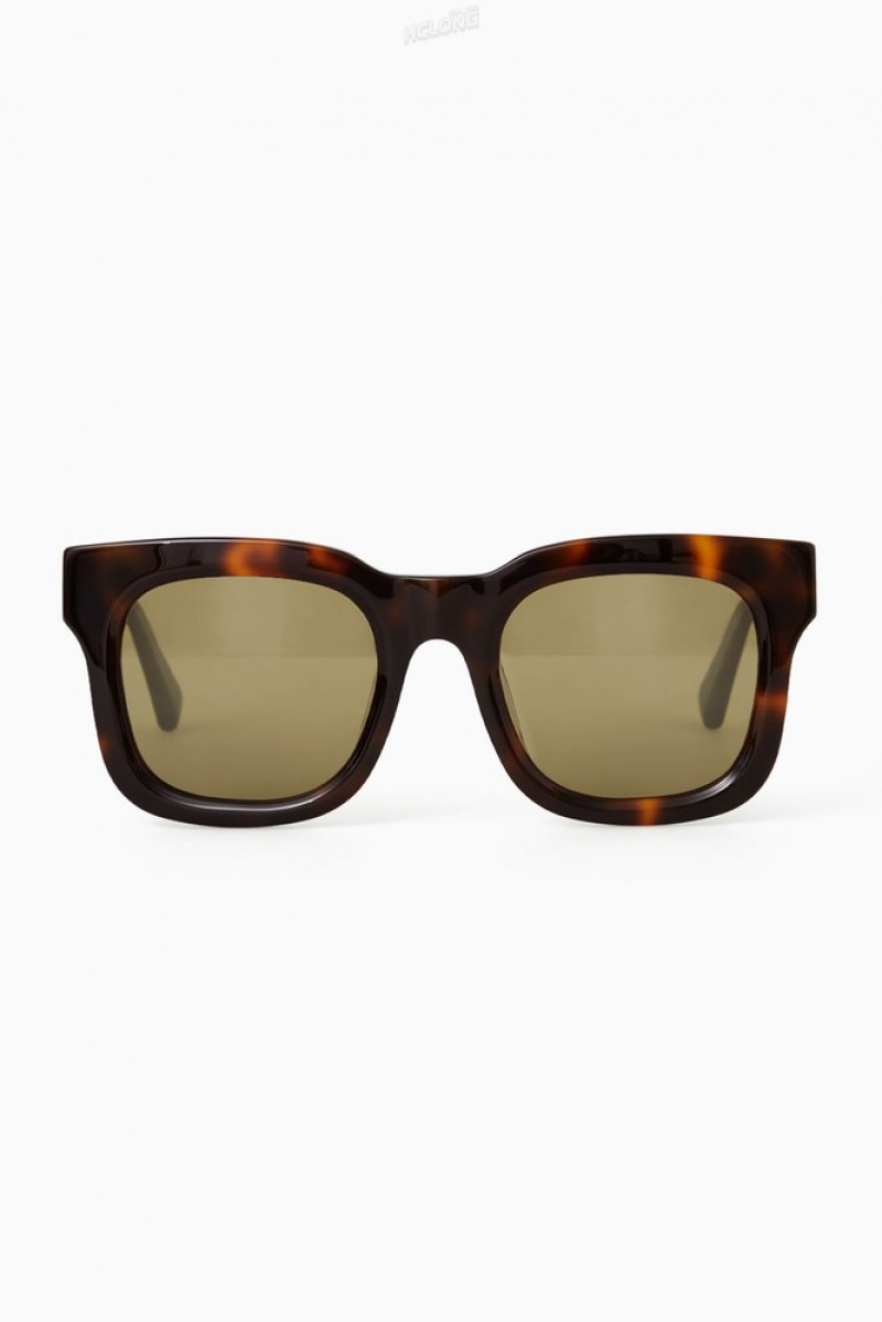 Black COS The Square Acetate Sunglasses Sunglasses | 423157-JEU