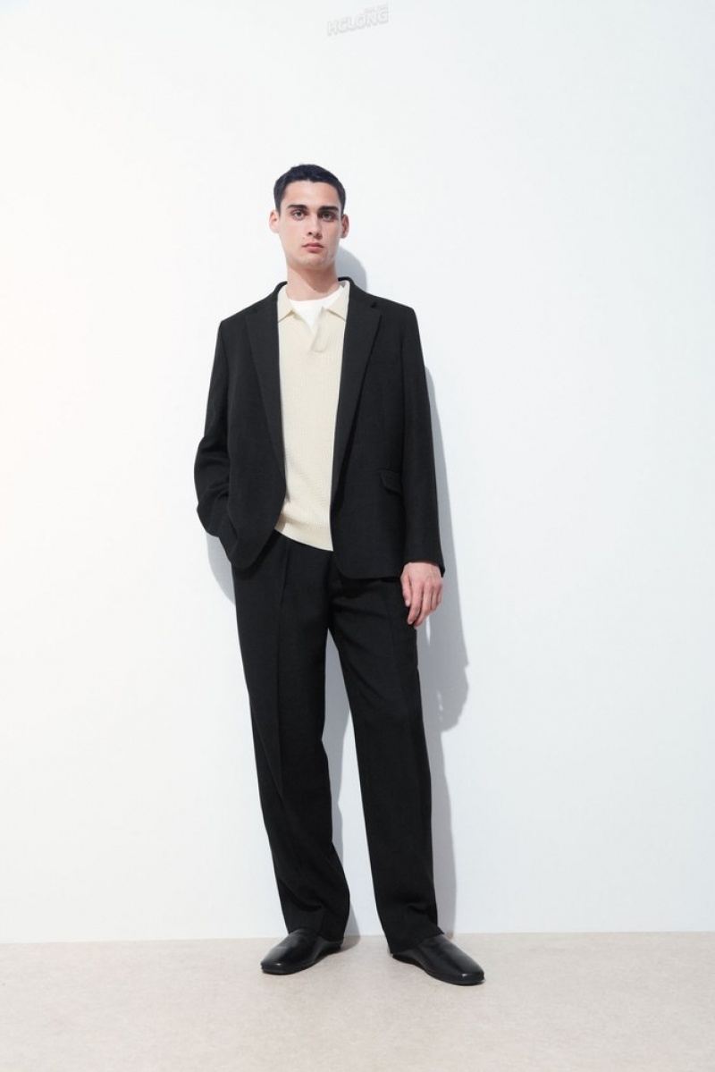 Black COS The Tailored Straight-Leg Trousers Pants | 827031-FAQ