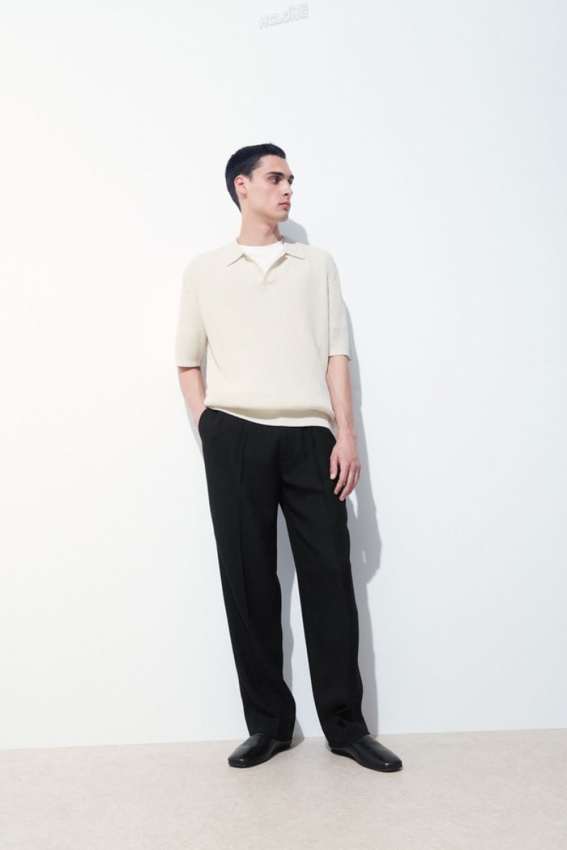 Black COS The Tailored Straight-Leg Trousers Pants | 827031-FAQ