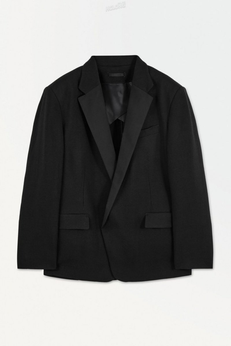 Black COS The Tuxedo Jacket Blazers | 035847-TOZ