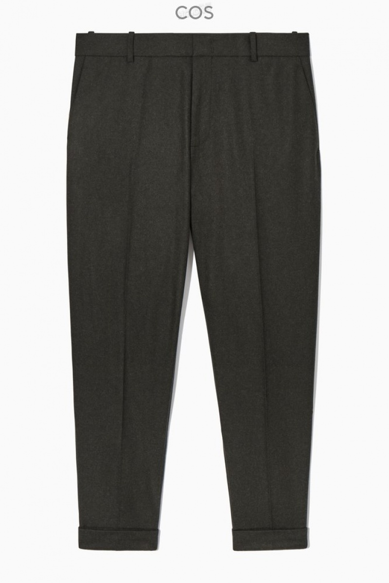 Black COS Turn-Up Tapered Wool Trousers Trousers | 751308-CIE