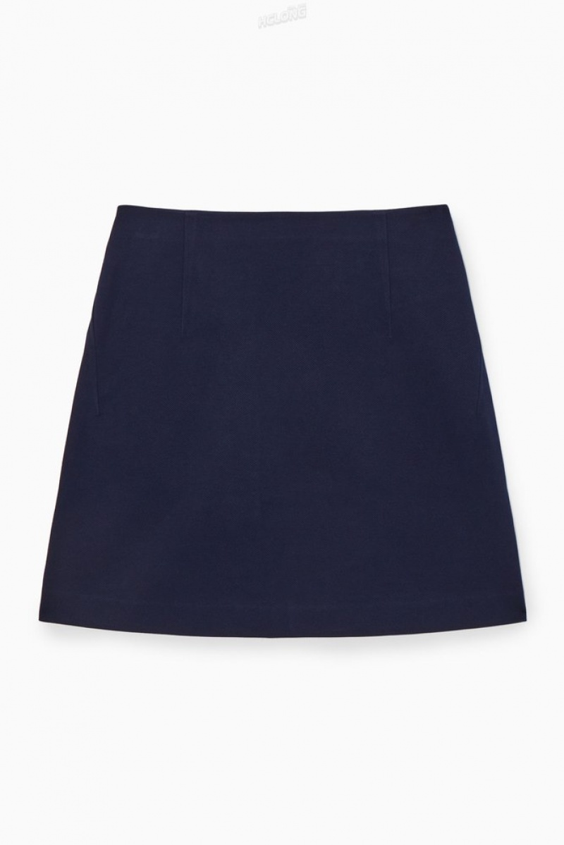 Black COS Twill Mini Skirt Skirts | 372458-XAD