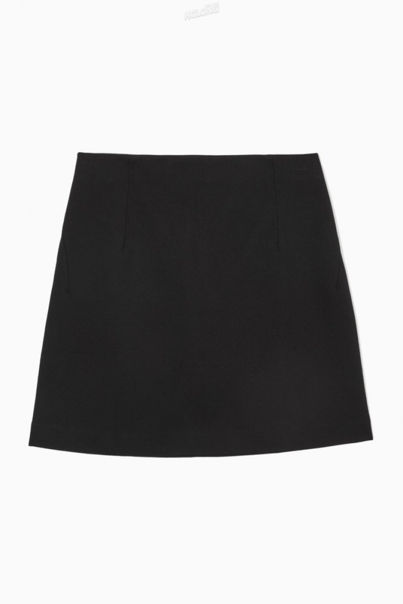 Black COS Twill Mini Skirt Skirts | 697548-PTV