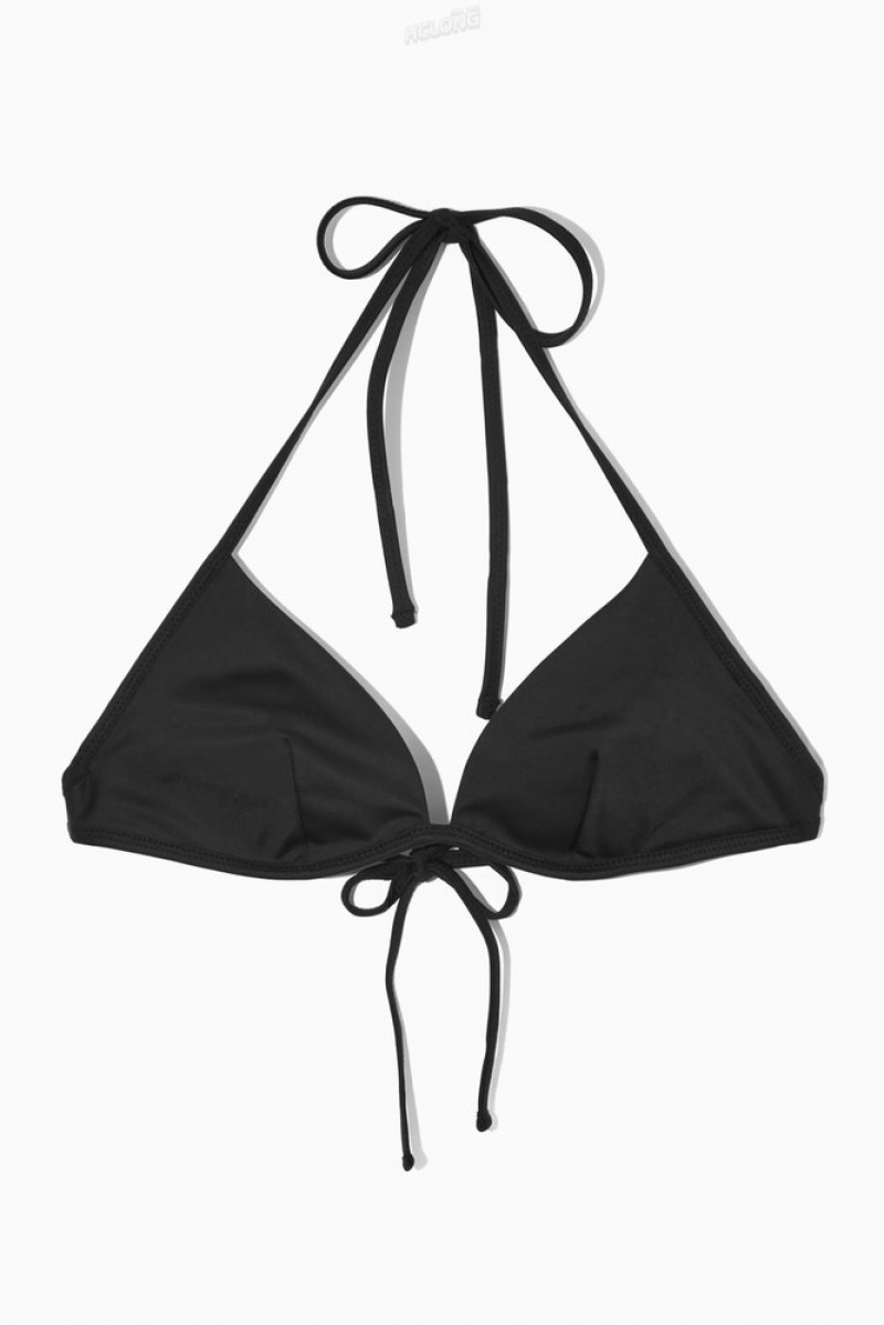 Black COS Underwired Triangle Bikini Top Swimwear | 728943-DEA