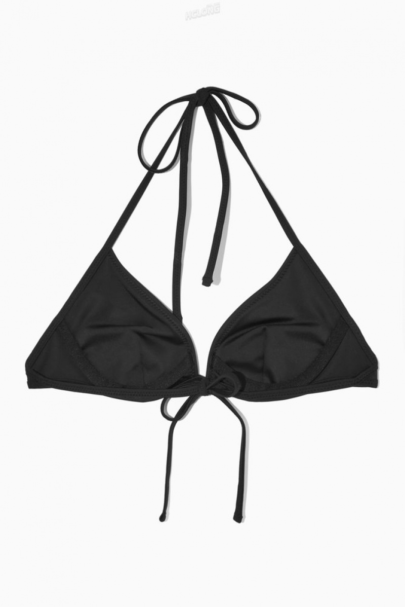 Black COS Underwired Triangle Bikini Top Swimwear | 728943-DEA