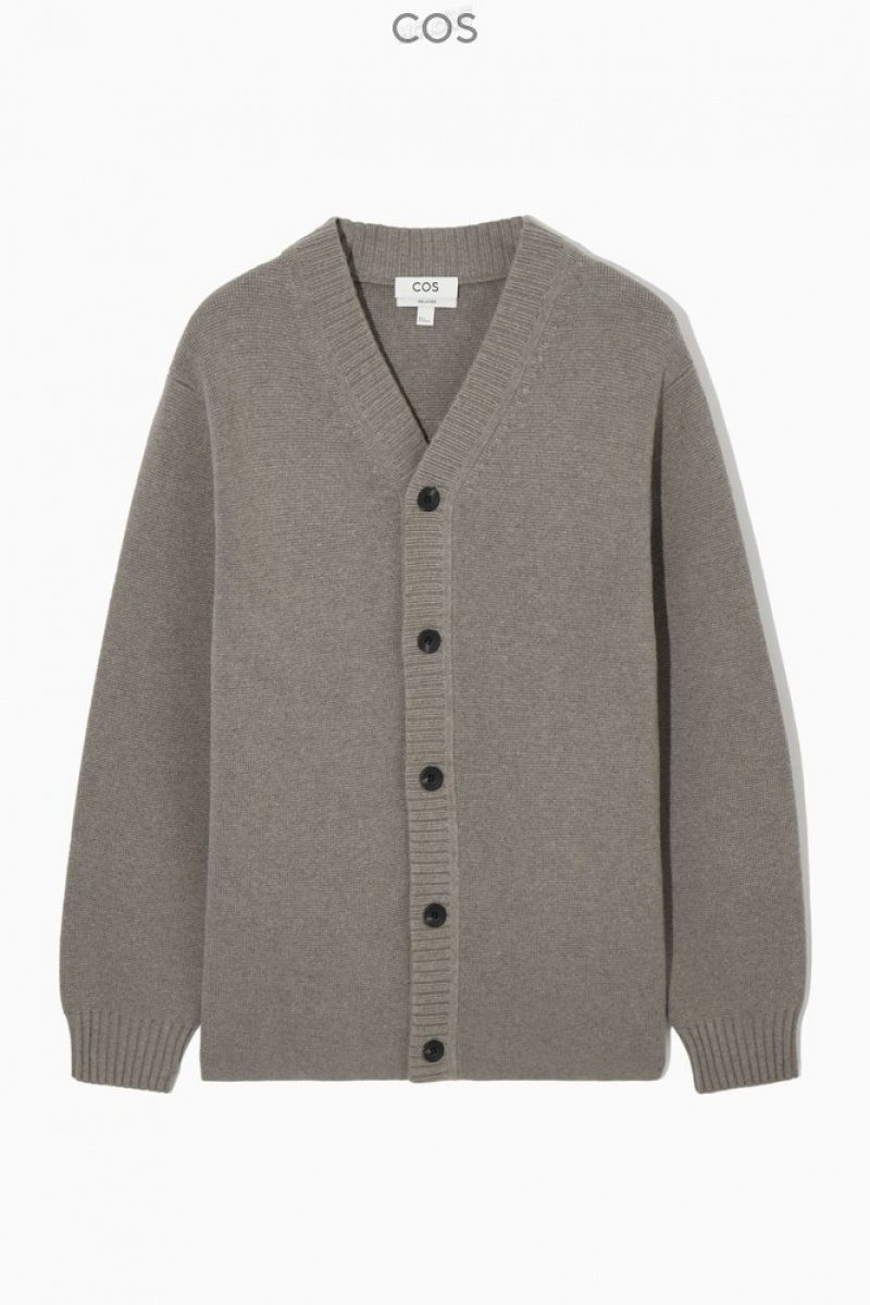 Black COS V-Neck Wool-Blend Cardigan Sweaters & Cardigans | 064219-RHS