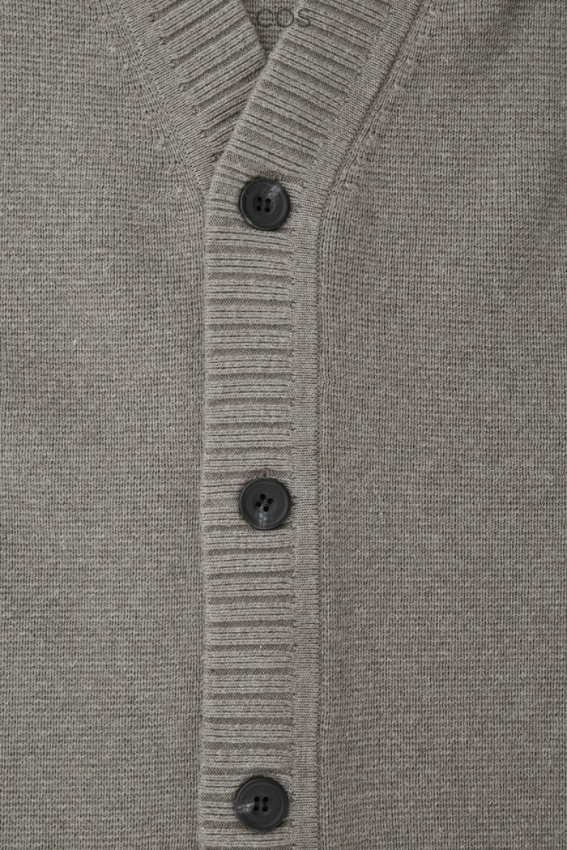 Black COS V-Neck Wool-Blend Cardigan Sweaters & Cardigans | 064219-RHS