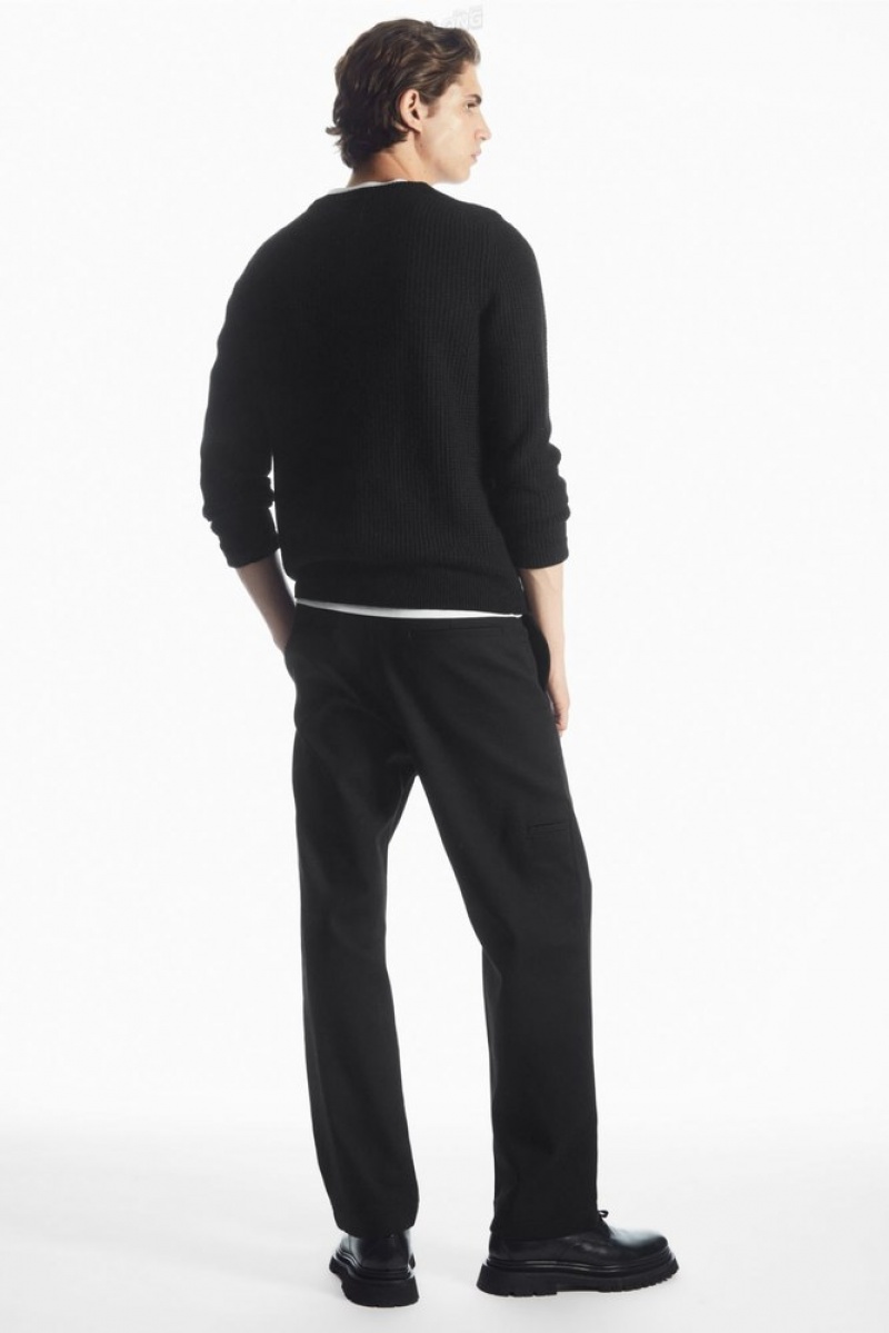 Black COS Waffle-Knit Pure Cashmere Jumper Knitwear | 957241-ICY