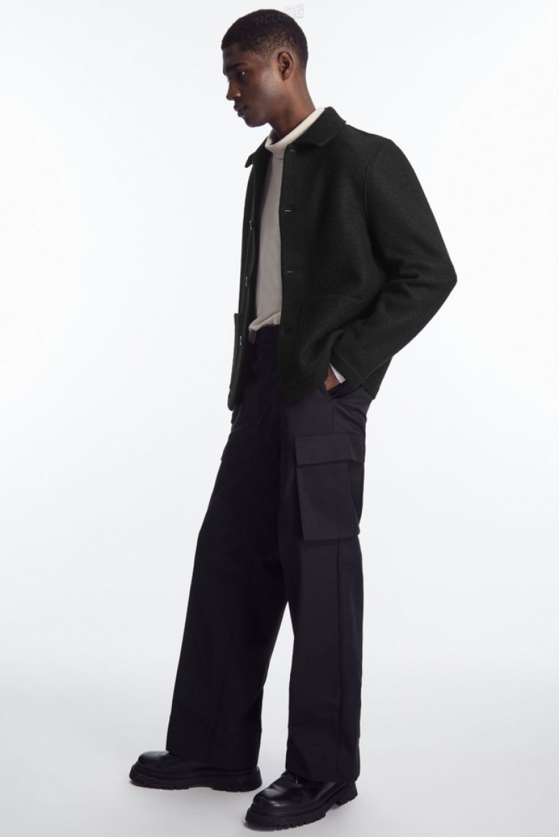 Black COS Wide-Leg Cargo Pants Pants | 126708-KYZ