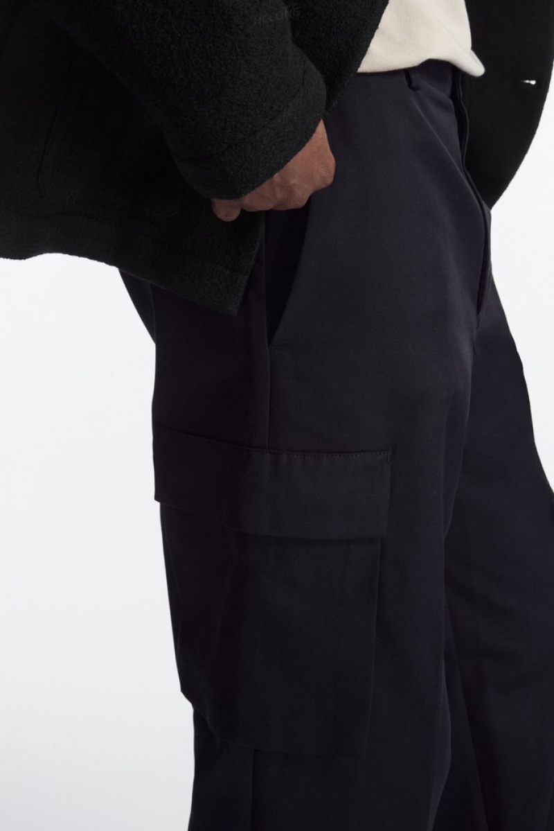 Black COS Wide-Leg Cargo Pants Pants | 126708-KYZ