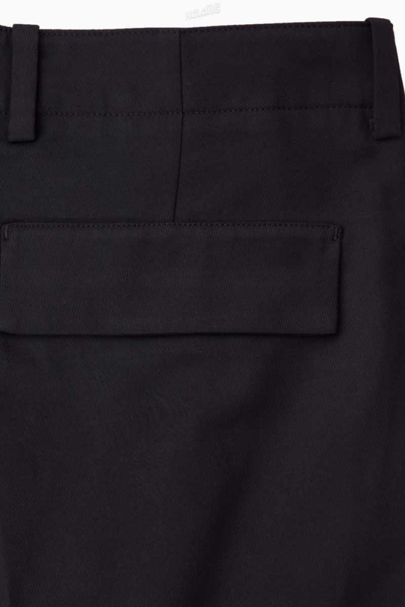 Black COS Wide-Leg Cargo Pants Pants | 126708-KYZ