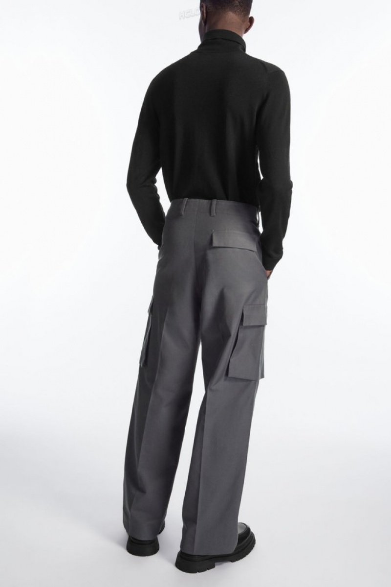 Black COS Wide-Leg Cargo Pants Pants | 296074-BKO