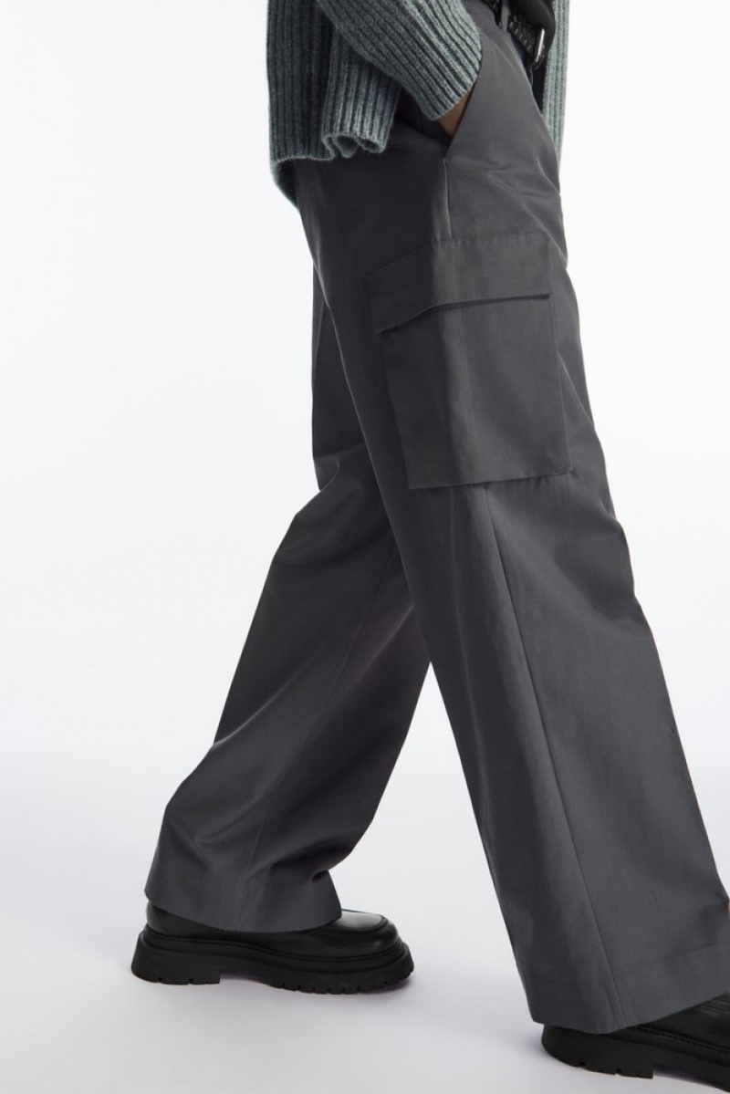 Black COS Wide-Leg Cargo Pants Pants | 296074-BKO