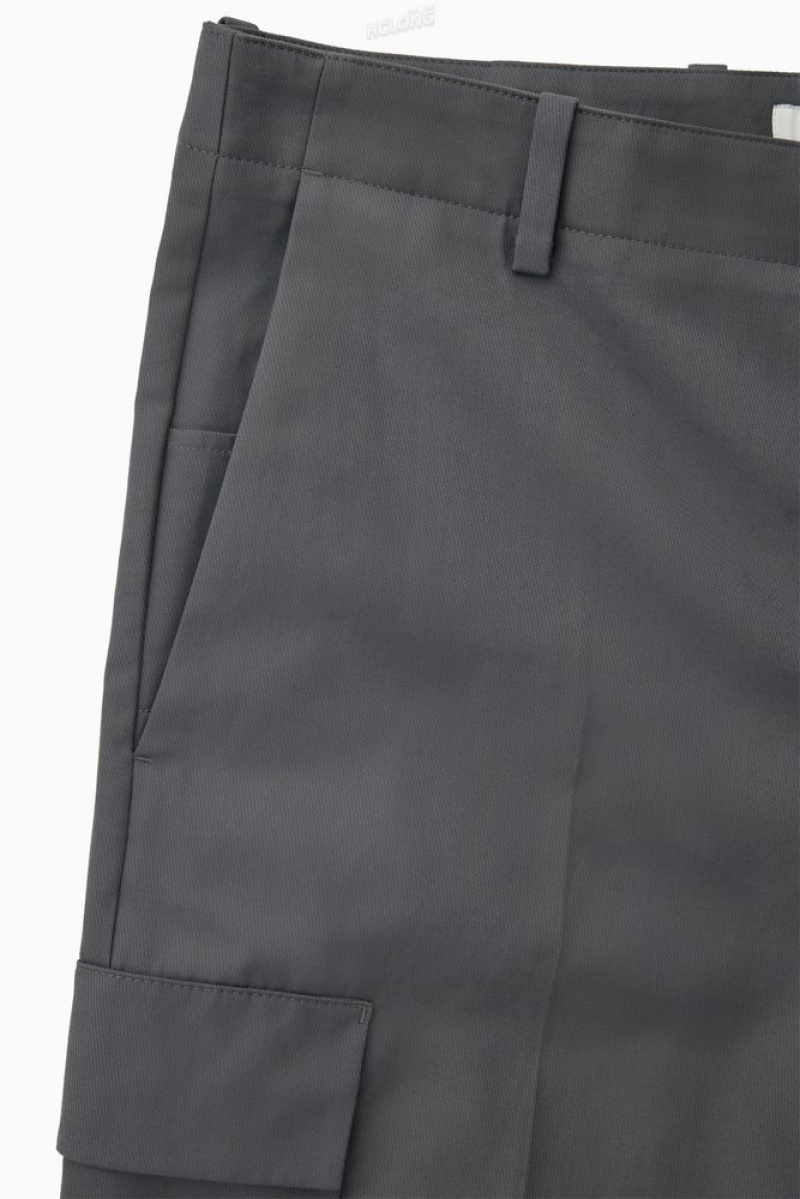 Black COS Wide-Leg Cargo Pants Pants | 296074-BKO