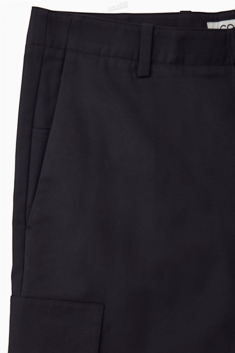 Black COS Wide-Leg Cargo Trousers Trousers | 264018-JLZ