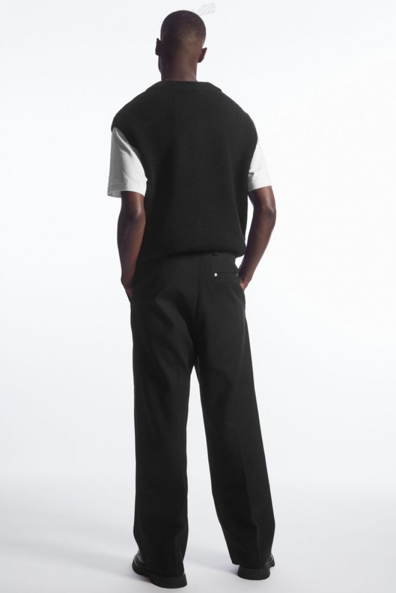 Black COS Wide-Leg Pleated Utility Pants Pants | 806572-IFD