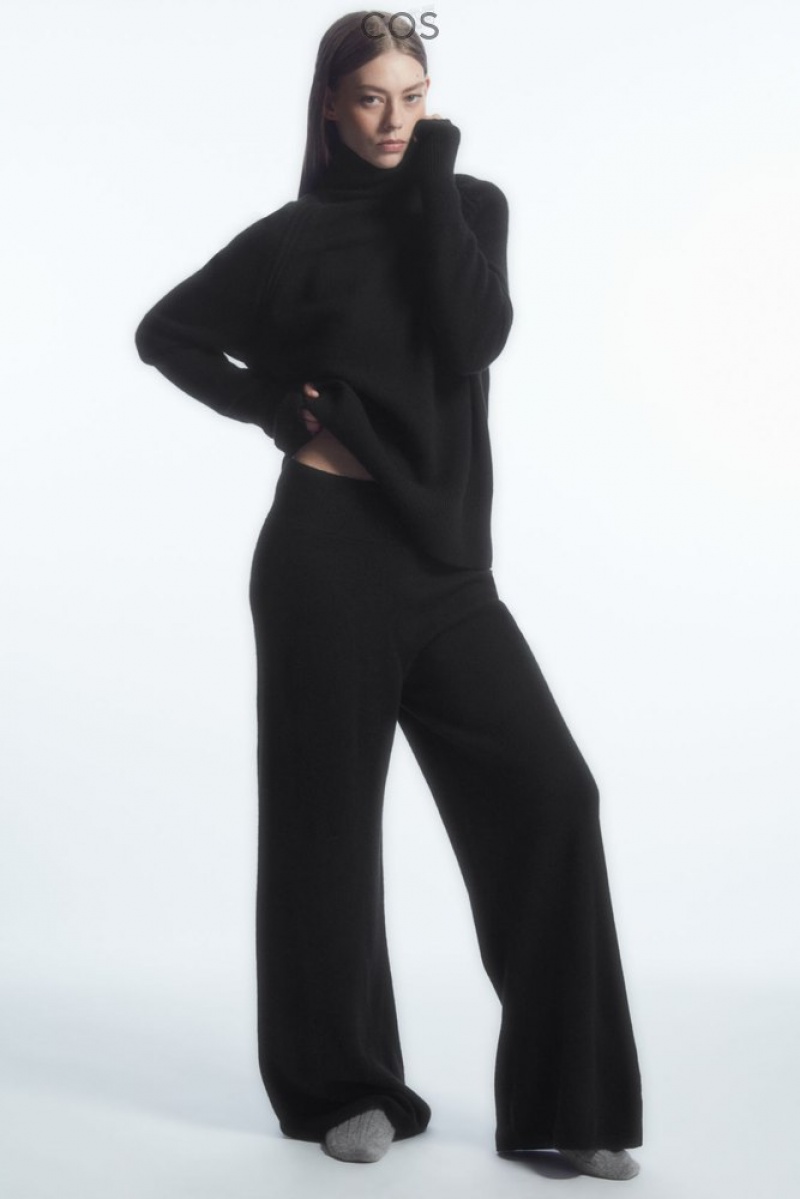 Black COS Wide-Leg Pure Cashmere Trousers Trousers | 416728-FAI