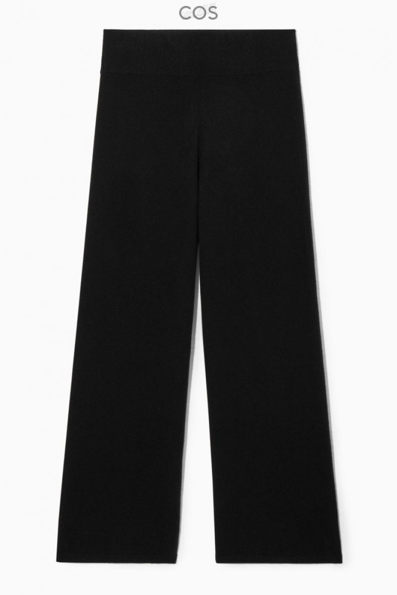 Black COS Wide-Leg Pure Cashmere Trousers Trousers | 416728-FAI