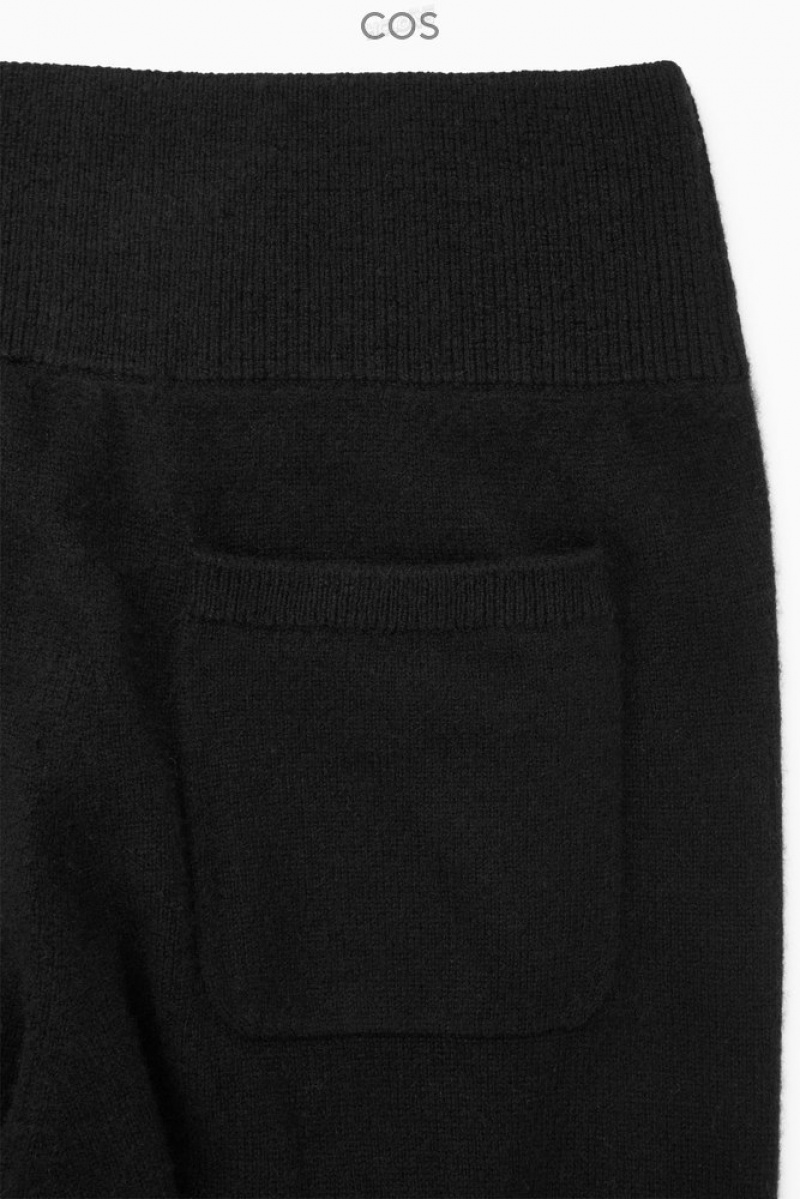 Black COS Wide-Leg Pure Cashmere Trousers Trousers | 416728-FAI