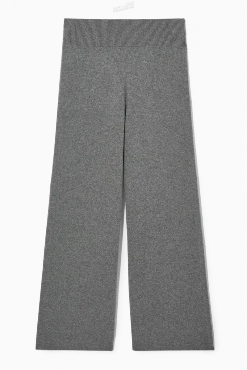 Black COS Wide-Leg Pure Cashmere Trousers Trousers | 180634-ANW