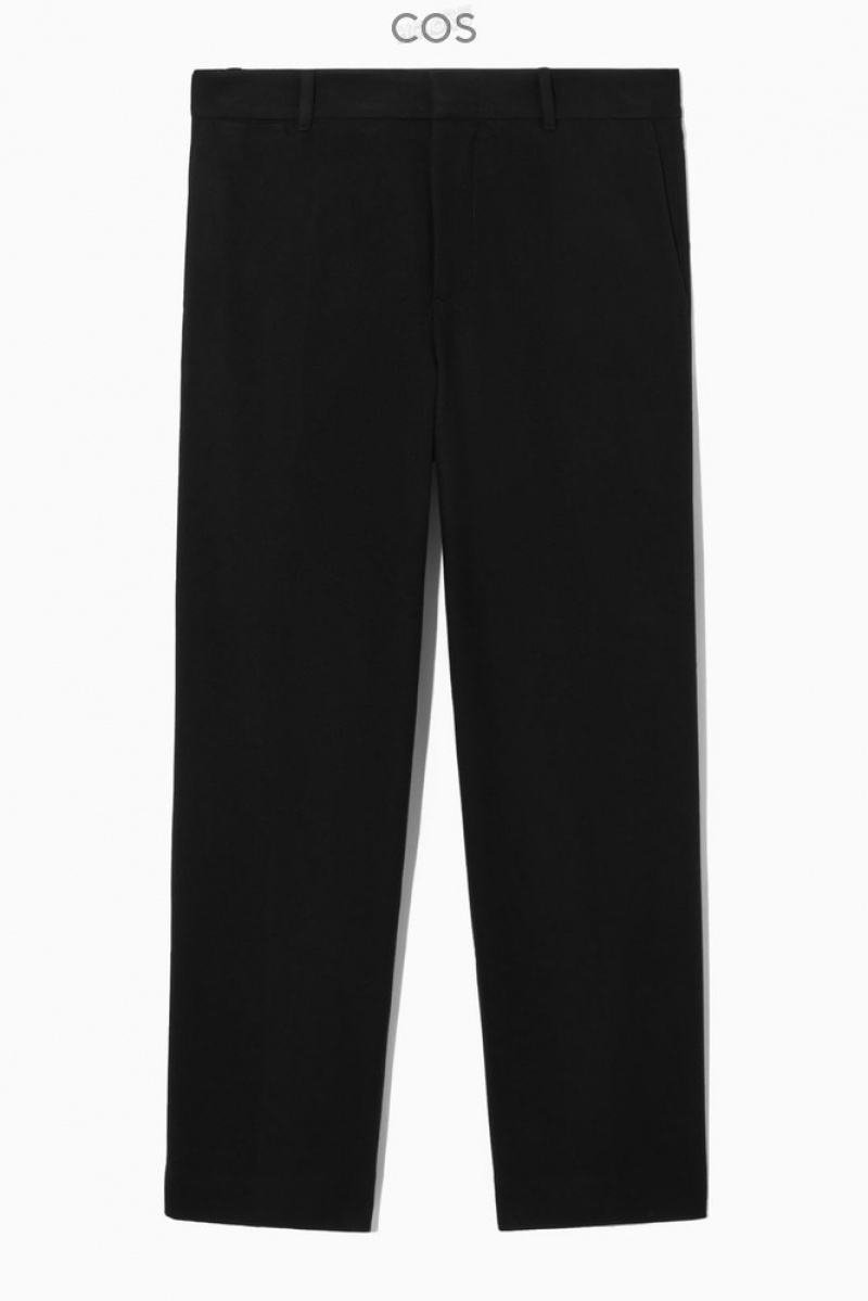 Black COS Wool-Blend Relaxed Tailored Trousers Trousers | 594162-QGP