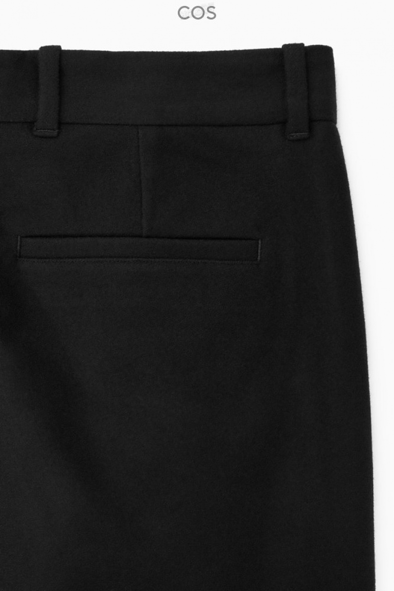 Black COS Wool-Blend Relaxed Tailored Trousers Trousers | 594162-QGP