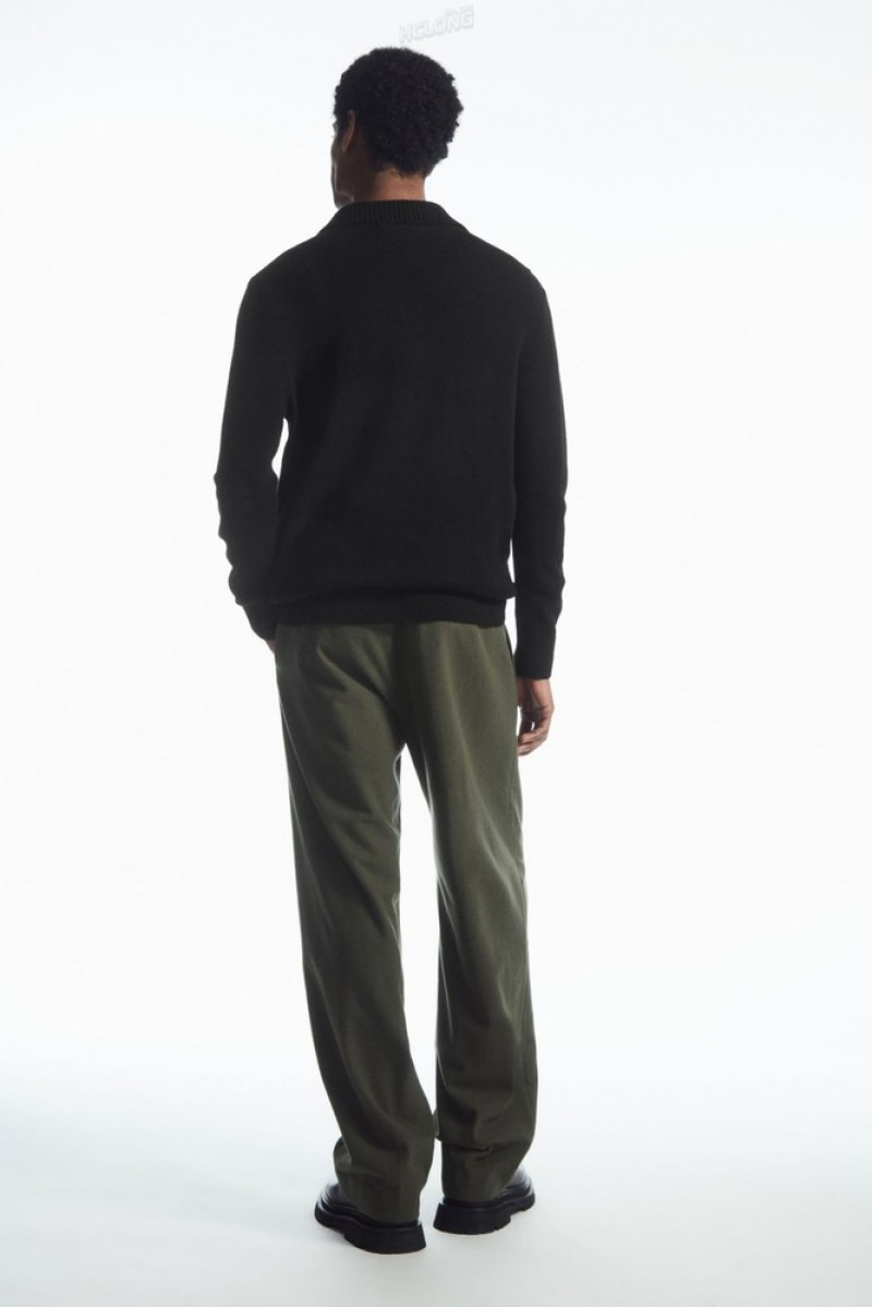 Black COS Wool-Blend Relaxed Tailored Trousers Pants | 792513-LIW