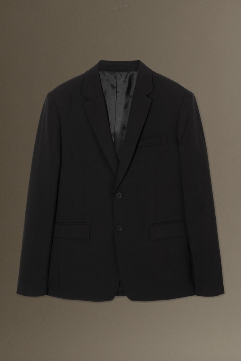 Black COS Wool-Hopsack Blazer - Slim Blazers | 210896-TMN