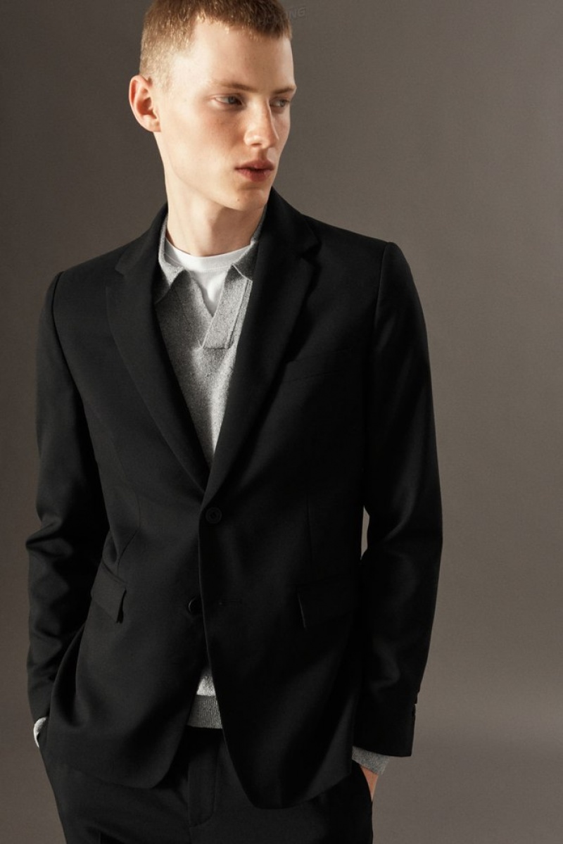 Black COS Wool-Hopsack Blazer - Slim Blazers | 210896-TMN