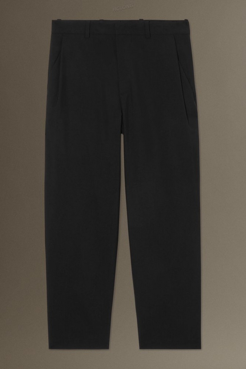 Black COS Wool-Hopsack Pants - Wide Suit Pants | 812473-NKI