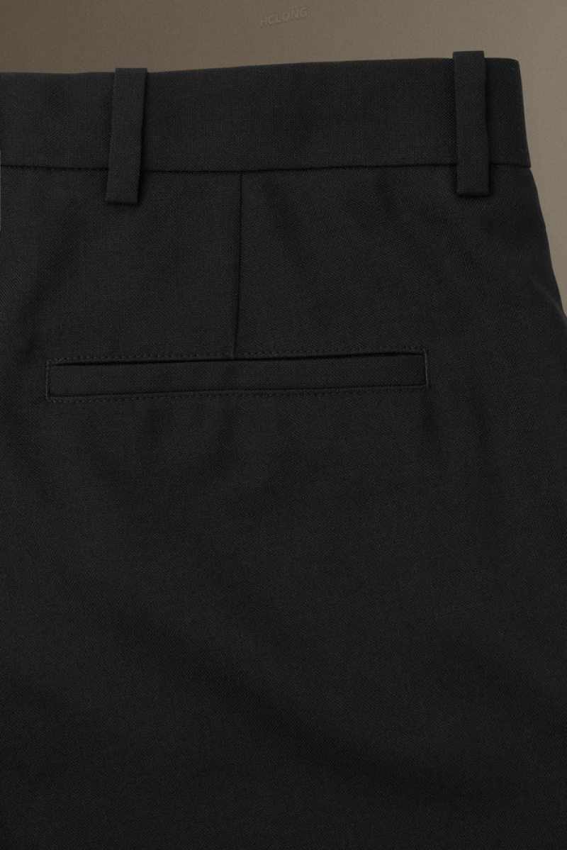 Black COS Wool-Hopsack Pants - Wide Suit Pants | 812473-NKI