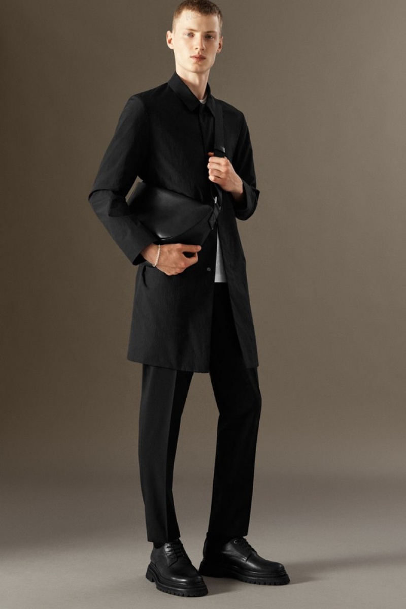 Black COS Wool-Hopsack Trousers - Slim Suit Pants | 358492-XNI