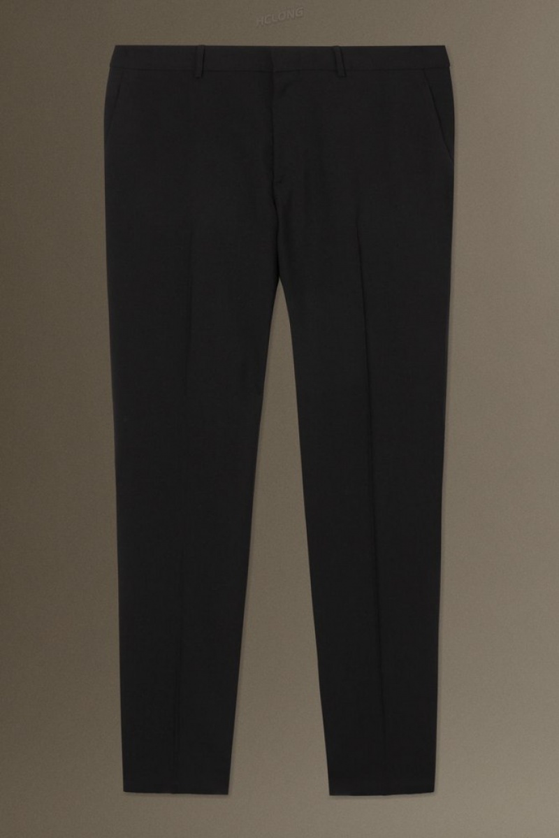 Black COS Wool-Hopsack Trousers - Slim Suit Pants | 358492-XNI