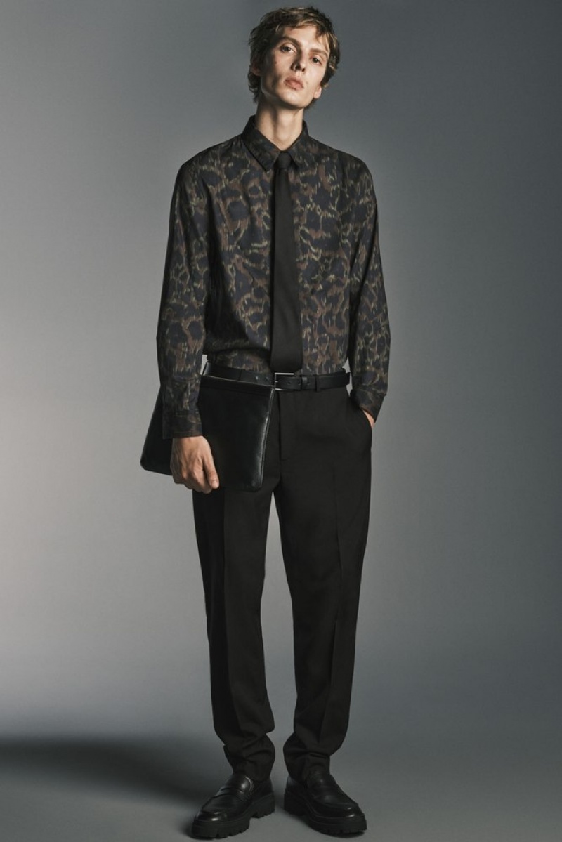 Black COS Wool-Hopsack Trousers - Slim Suit Pants | 358492-XNI