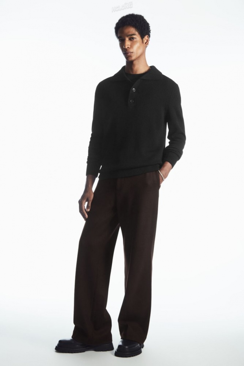 Black COS Wool And Cashmere Polo Shirt Knitwear | 803165-IBK