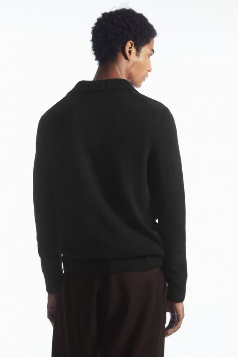 Black COS Wool And Cashmere Polo Shirt Knitwear | 803165-IBK