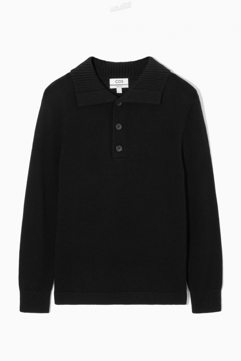 Black COS Wool And Cashmere Polo Shirt Knitwear | 803165-IBK