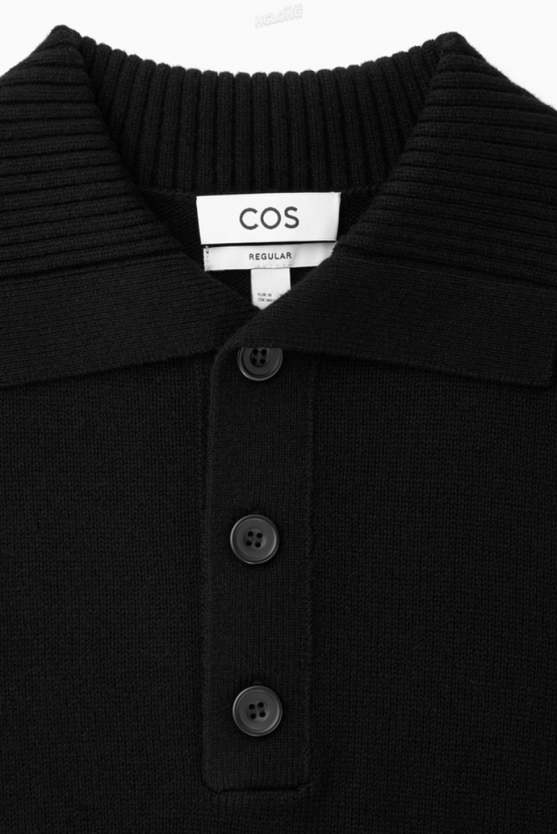 Black COS Wool And Cashmere Polo Shirt Knitwear | 803165-IBK