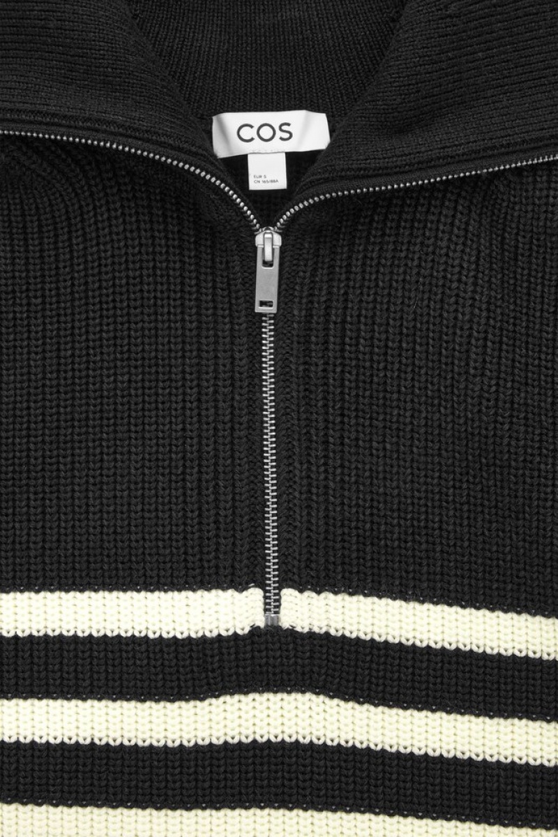 Black COS Wool And Cotton Half-Zip Sweater Sweaters & Cardigans | 918602-FPU