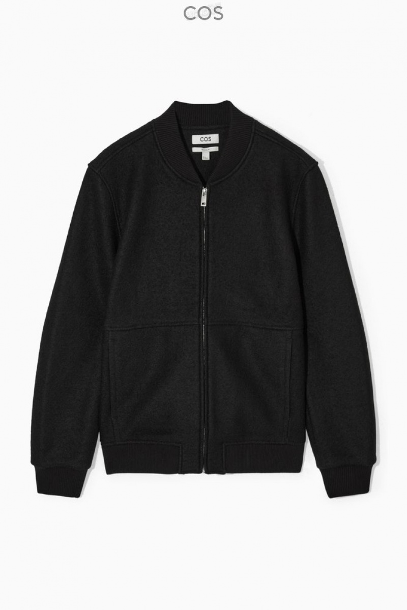 Black COS Wool Bomber Jacket Coats & Jackets | 954102-UKR