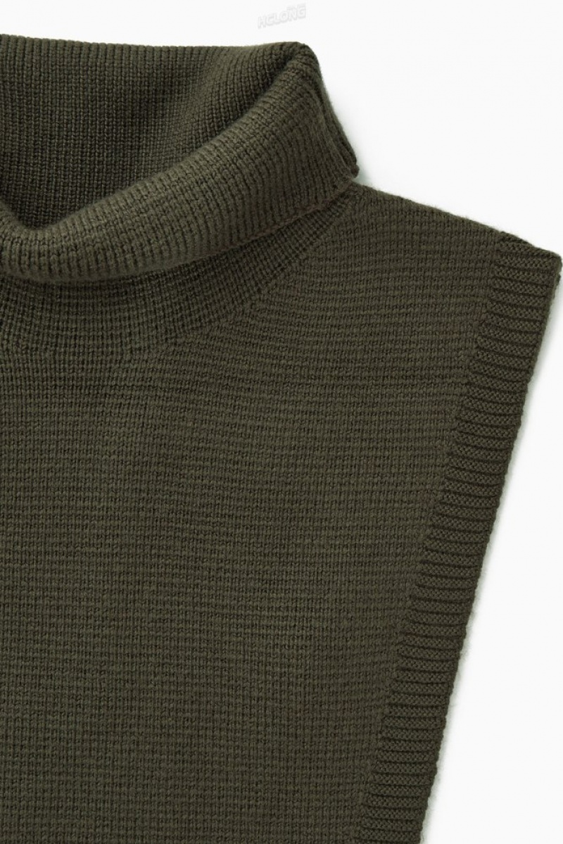 Black COS Wool Rollneck Collar Scarves | 605214-DZW