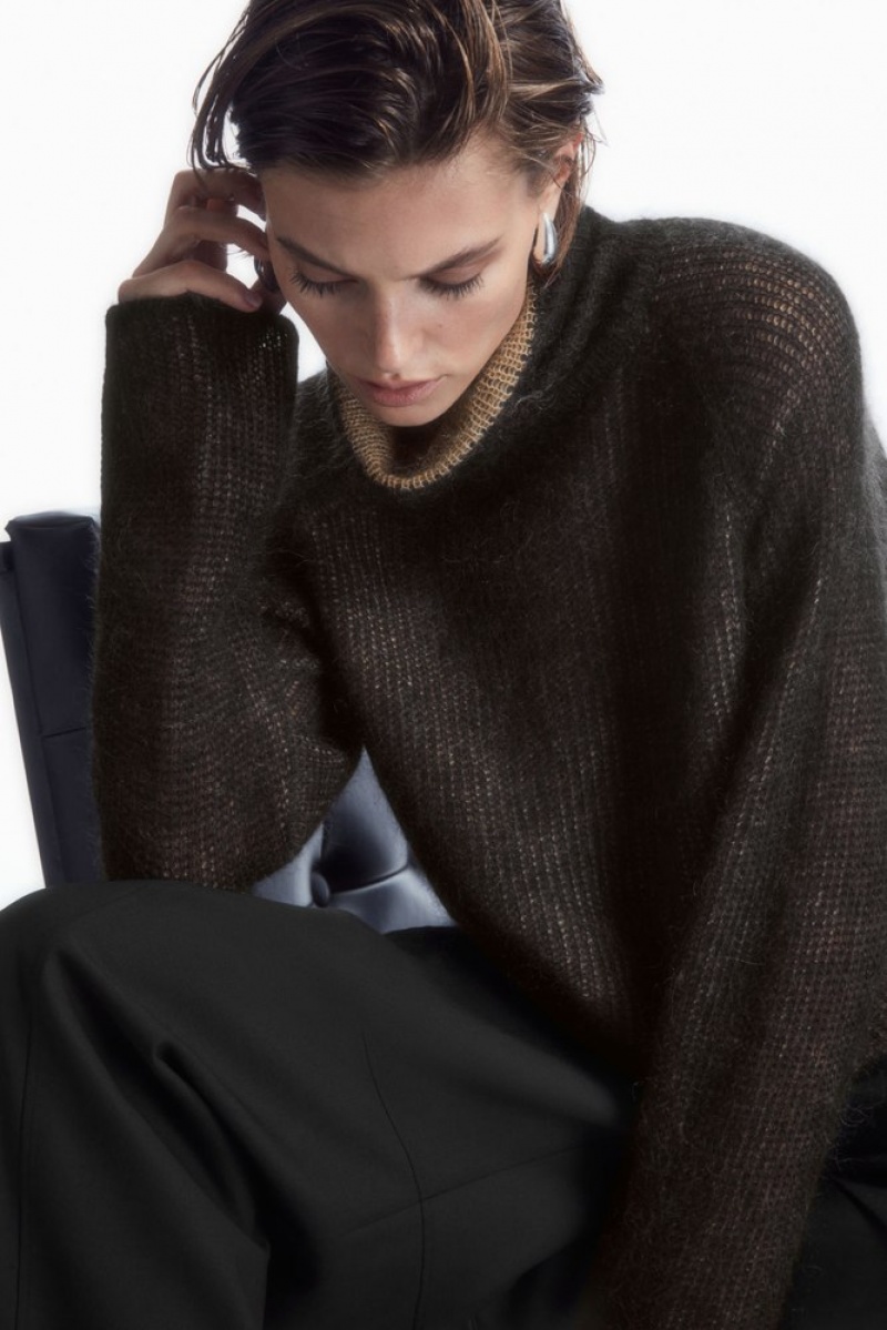 Black / Camel COS Two-Tone Mohair Turtleneck Sweater Sweaters & Cardigans | 193026-FHB