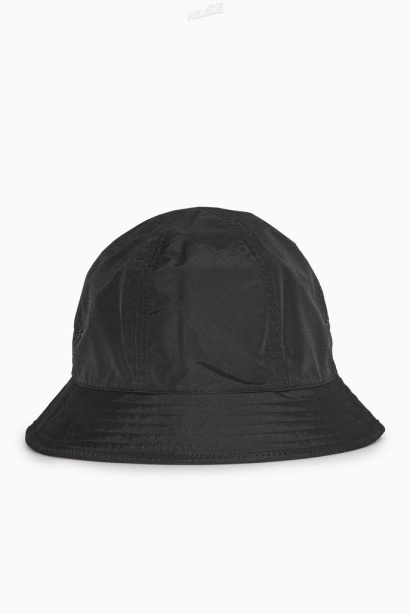 Black / Dark Green COS Reversible Nylon Bucket Hat Hats | 954231-WUP