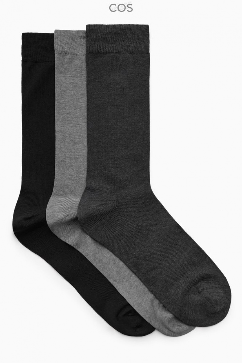 Black / Dark Grey / Light Grey COS 3-Pack Mercerised Cotton Socks Socks | 024153-CXM