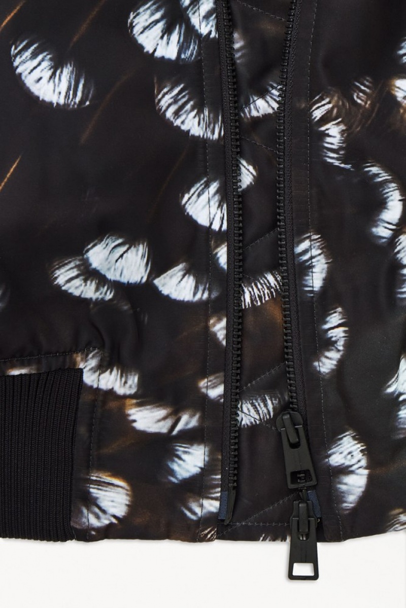 Black / Feather Print COS The Feather-Print Bomber Jacket Coats & Jackets | 065743-ZCV