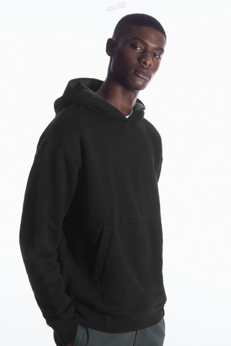 Black / Grey COS Double-Layered Jersey Hoodie Sweatshirts & Hoodies | 496871-MOQ