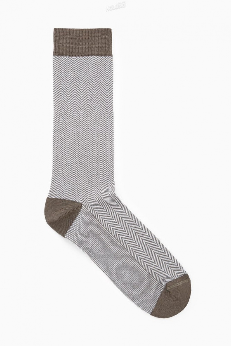 Black / Herringbone COS Herringbone Socks Socks | 739162-HMI