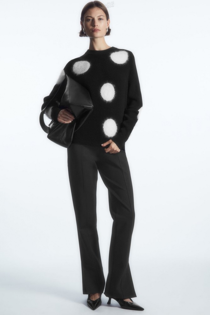 Black / White COS Intarsia-Knit Polka-Dot Wool Jumper Knitwear & Cardigans | 541802-ZOA