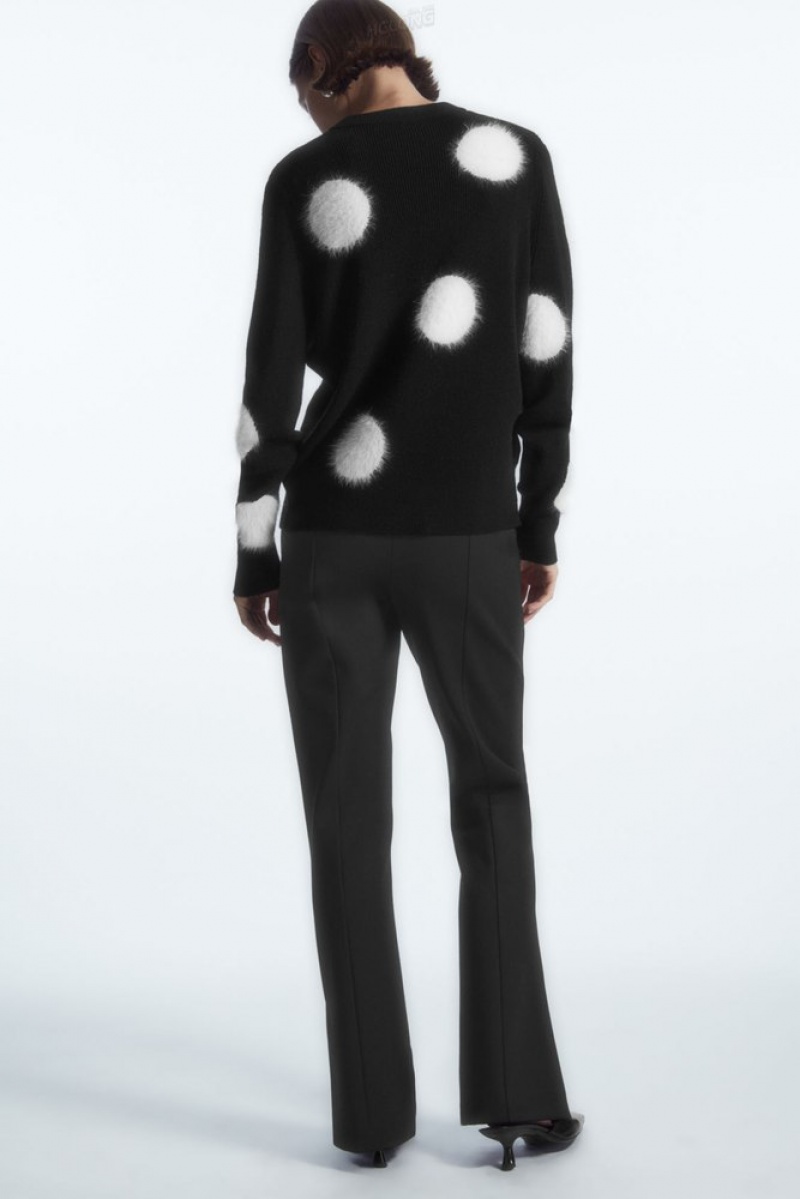 Black / White COS Intarsia-Knit Polka-Dot Wool Jumper Knitwear & Cardigans | 541802-ZOA